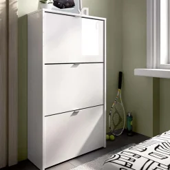 Scarpiera ingresso 61x113h cm moderna 3 ante bianco lucido Jepson