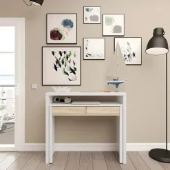 Scrivania 36/66cm ufficio moderna bianco opaco rovere Adam Gihome®