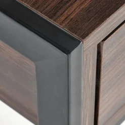 Scrivania consolle design industrial 123x75cm noce nero Lupino