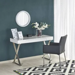 Scrivania consolle 120x55cm bianco lucido acciaio cromato Lizzy