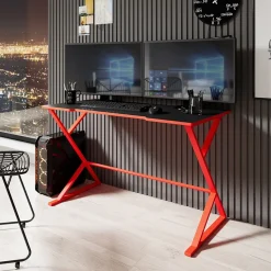 Scrivania gaming da gioco salvaspazio 119x72cm nero rossa Ernest
