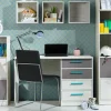 Scrivania moderna 120x60h cm con 3 cubotti  bianco pino grigio blu Maya Gihome®