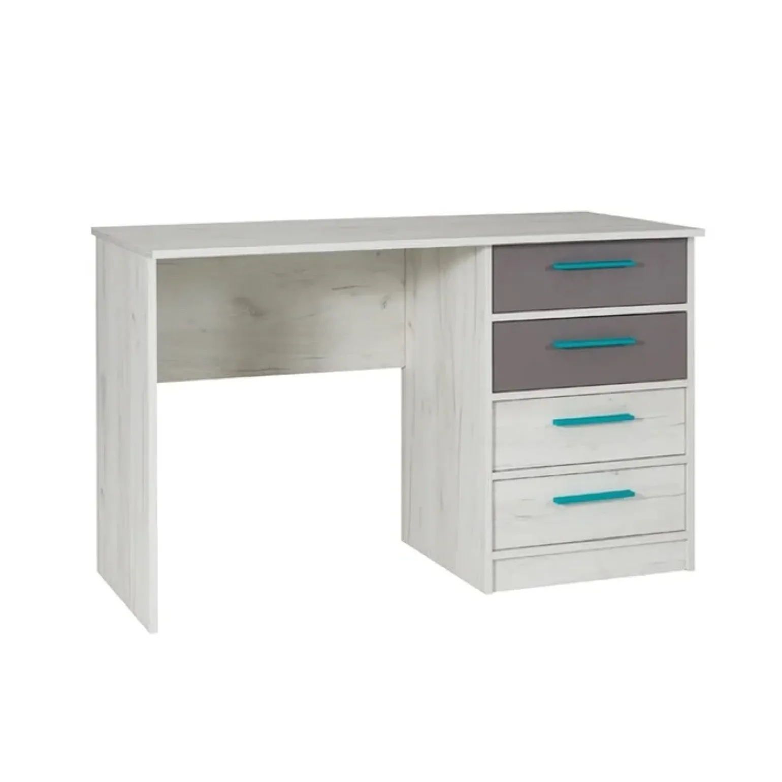 Scrivania moderna 120x60h cm con 3 cubotti bianco pino grigio blu Maya Gihome®