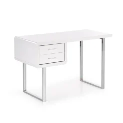 Scrivania ufficio con cassetti 120x76cm bianco laccato lucido Croset