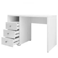 Scrivania ufficio moderna con cassetti 120x50cm bianco lucido Angus