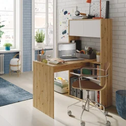 Scrivania ufficio moderna reversibile rovere bianco artico Grom