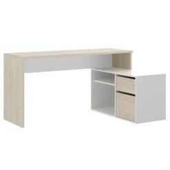 Scrivania ufficio salvaspazio 230x51cm rovere bianco lucido Teddy