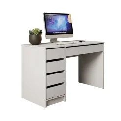 Scrivania ufficio 120x75cm 5 cassetti bianco opaco Blackpool
