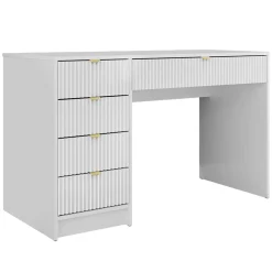Scrivania 120x55cm con 5 cassetti cannettata bianco Athena