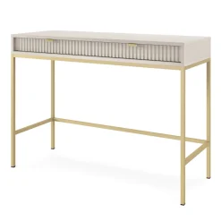 Scrivania 104x77cm consolle ingresso 2 cassetti moderna beige Alisa
