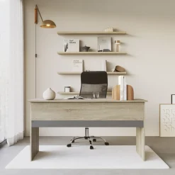 Scrivania 140x60cm ufficio moderna rovere antracite lucido Time Q