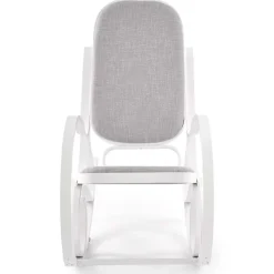 Sedia a dondolo in tessuto grigio legno bianco Hacchan