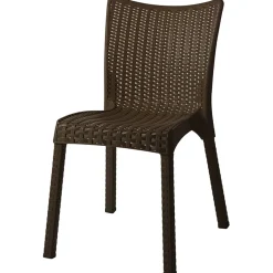 Sedia da giardino esterno bar dehors polipropilene effetto rattan marrone scuro Rossana