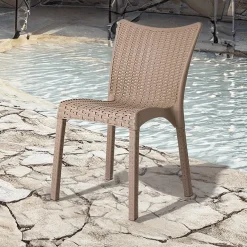 Sedia da giardino esterno bar dehors polipropilene effetto rattan tortora Rossana