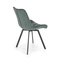 Sedia da pranzo imbottita in velluto verde scuro nero Sango