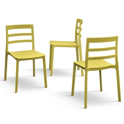Sedia da pranzo impilabile moderna in polipropilene giallo Nature