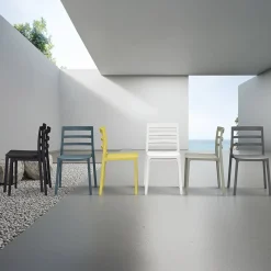 Sedia da pranzo impilabile moderna in polipropilene giallo Nature