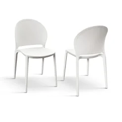 Sedia da pranzo impilabile moderna in polipropilene bianco Pelican