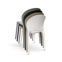 Sedia da pranzo impilabile moderna in polipropilene bianco Pelican