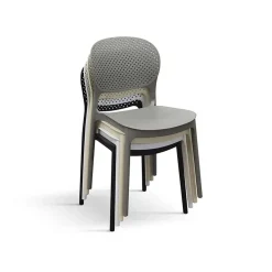 Sedia da pranzo impilabile moderna in polipropilene nero Elbow