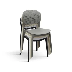 Sedia da pranzo impilabile moderna in polipropilene grigio Elbow