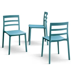 Sedia da pranzo impilabile moderna in polipropilene blu Nature