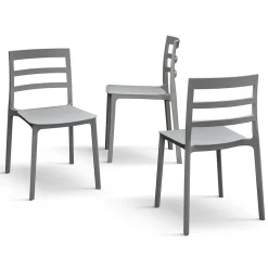 Sedia da pranzo impilabile moderna in polipropilene grigio Nature