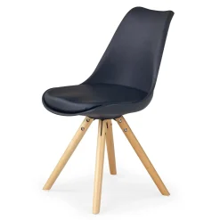 Sedia da pranzo in ecopelle design moderno gambe in legno nero rovere Nives