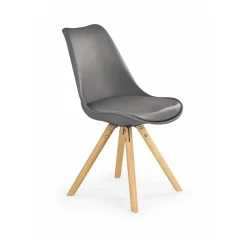 Sedia da pranzo in ecopelle design moderno gambe in legno grigio rovere Nives