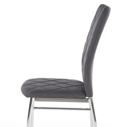Sedia da pranzo in tessuto grigio scuro con gambe in metallo Amanda