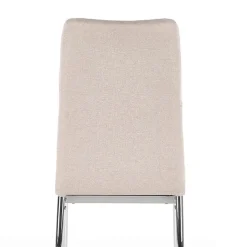 Sedia da pranzo in tessuto beige con gambe in metallo Amanda
