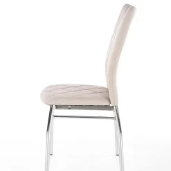 Sedia da pranzo in tessuto beige con gambe in metallo Amanda