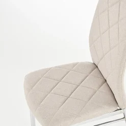 Sedia da pranzo in tessuto beige con gambe in metallo Amanda