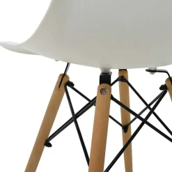 Sedia da pranzo stile scandinavo in polipropilene bianco gambe legno Efesto