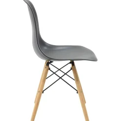 Sedia da pranzo stile scandinavo in polipropilene nero gambe legno Efesto