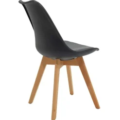 Sedia da pranzo stile scandinavo imbottita nero gambe legno Riccia
