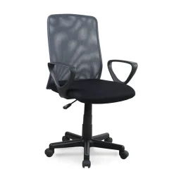 Sedia da ufficio con braccioli in tessuto nero grigio Pixie