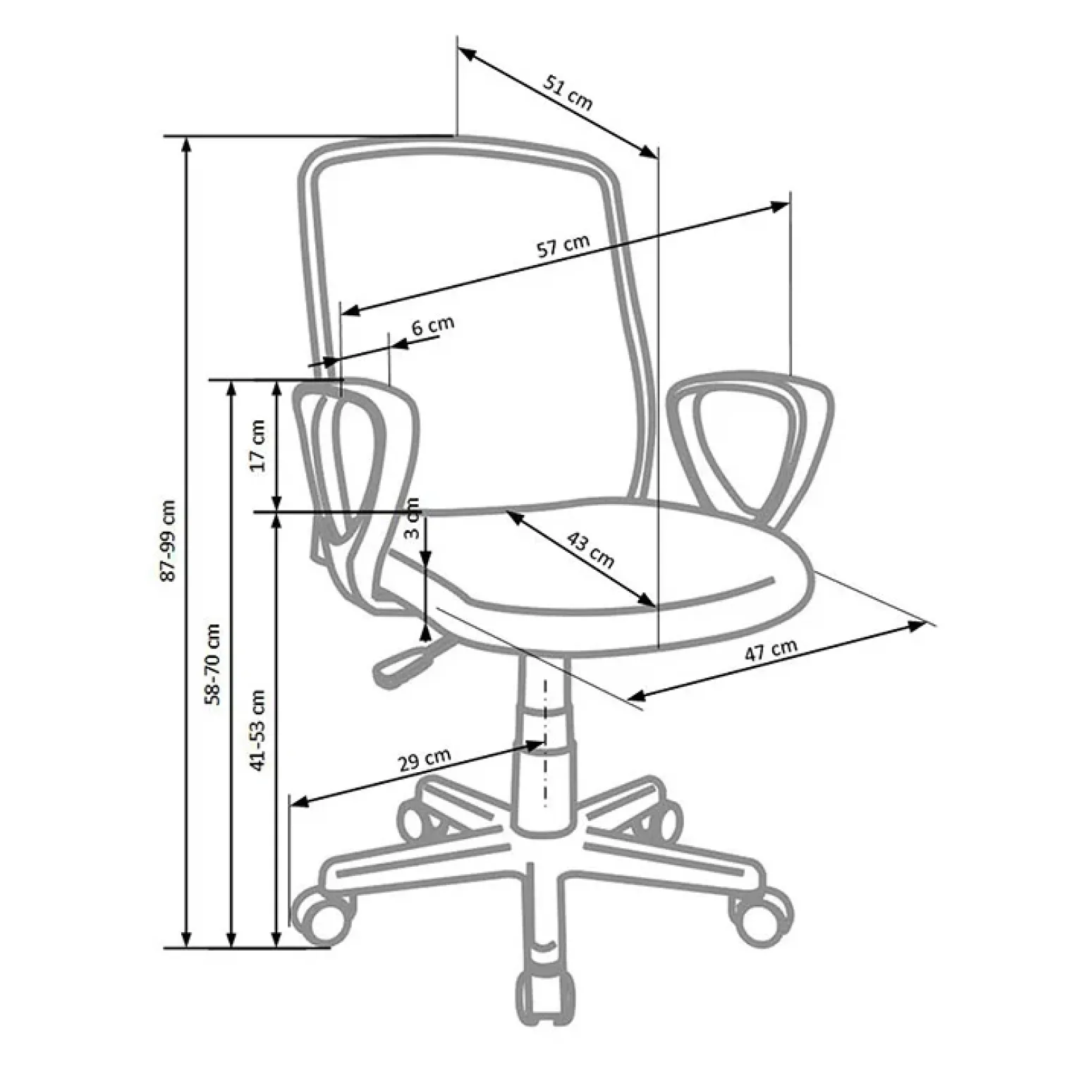 Sedia da ufficio con braccioli in tessuto nero grigio Pixie