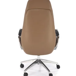 Sedia da ufficio con ruote e braccioli imbottita in ecopelle marrone Pisottella