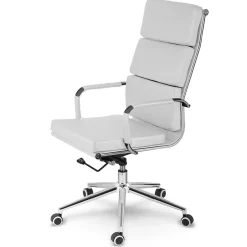 Sedia da ufficio ecopelle design moderno con ruote bianca Officepro