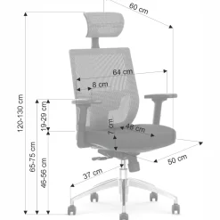 Sedia da ufficio ergonomica con ruote e braccioli regolabili tessuto grigio nero Speed