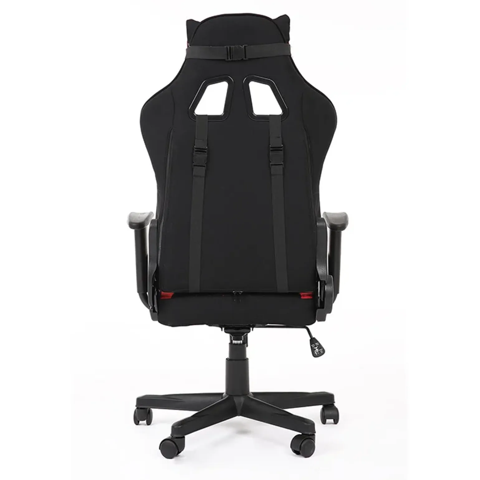 Sedia gaming con ruote regolabile in tessuto rosso nero Vicario