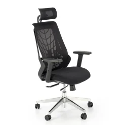 Sedia gaming con ruote regolabile in tessuto nero Riccardi