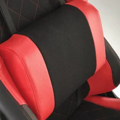 Sedia gaming con ruote regolabile in tessuto rosso nero Degel