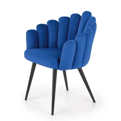 Sedia imbottita design moderno in velluto blu nero Alessia