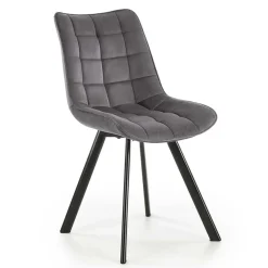 Sedia imbottita in velluto grigio nero industrial Tessa