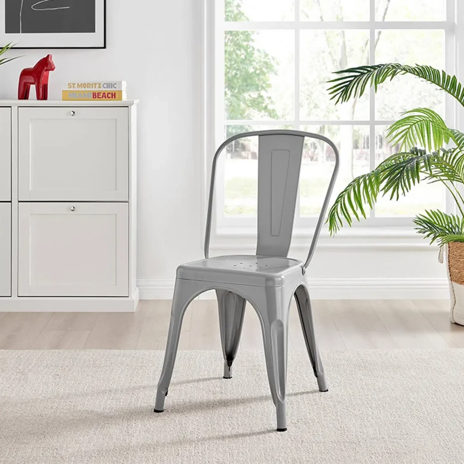Sedia in metallo impilabile industrial saloon grigio Lix