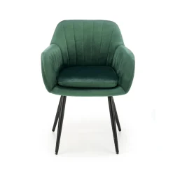 Sedia sala da pranzo con braccioli in tessuto velluto verde scuro Slash