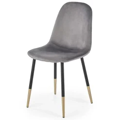 Sedia sala da pranzo imbottita in velluto acciaio grigio nero oro Nubia
