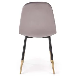 Sedia sala da pranzo imbottita in velluto acciaio grigio nero oro Nubia